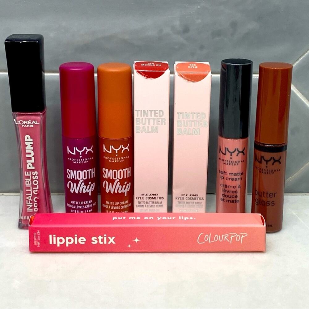 8 pc Lip bundle L’Oreal Kylie Cosmetics NYX Colorpop LIPSTICK lip gloss NWT
